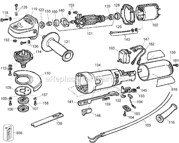 Page A Diagram and Parts List for Q505 Type 1 Black and Decker Angle Grinder